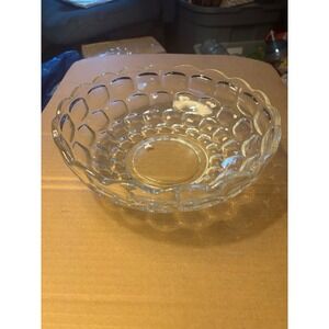 Vtg. Federal Glass Yorktown Salad/Serving Bowl, Bubble/ Thumbprint, 9 Inches.